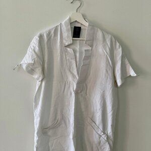 Orttu White Linen Shirt - Men's Size S, Minimalist Resort Wear, 100% Linen